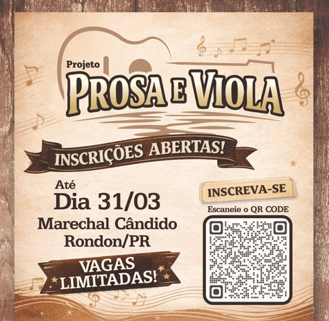 Projeto Prosa e Viola abre inscrições em Marechal Cândido Rondon