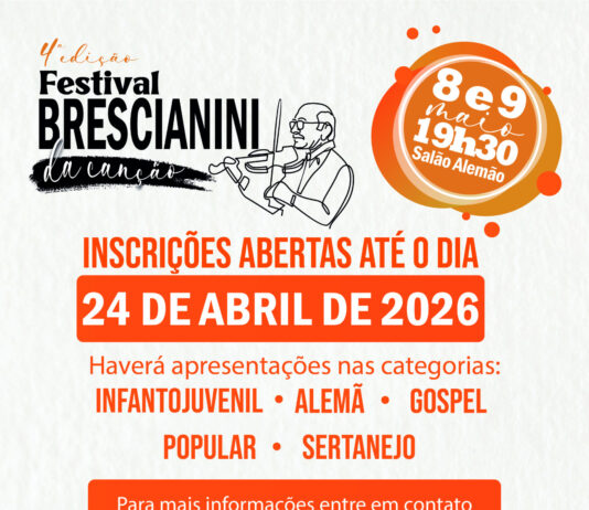 Abertas as inscrições para o 4º Festival Brescianini da Canção de Marechal Cândido Rondon