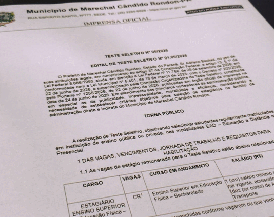 Abertas as inscrições para teste seletivo de estagiário em educação física