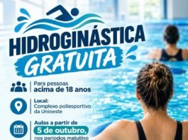 Secretaria de Esporte e Lazer oferece aulas gratuitas de hidroginástica para adultos