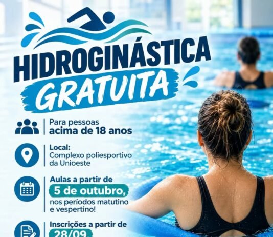 Secretaria de Esporte e Lazer oferece aulas gratuitas de hidroginástica para adultos